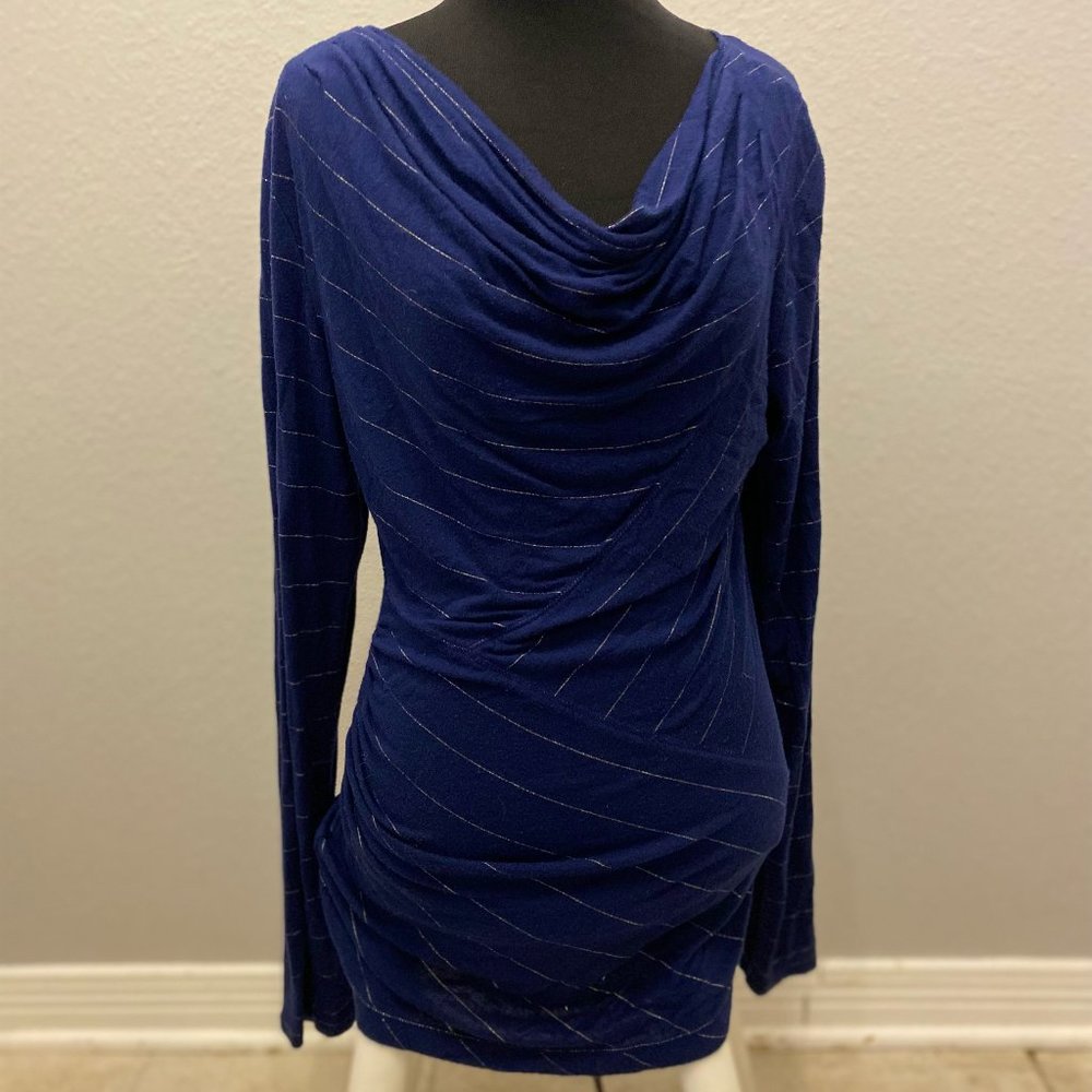 Studio M Blue Long Sleeved Cowl Neck Shirt size M